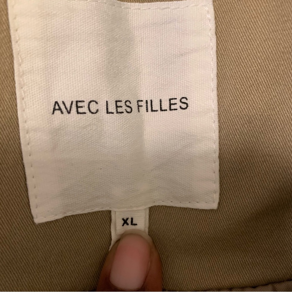 Avec Les Filles Cropped Puff Sleeve Trench Coat Tan Double Breasted XL NWT - Picture 12 of 15